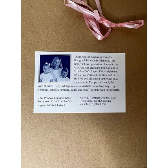 Bunny Print W Pink Frame 18” X 16” Signed By Artist Kelly B Rightsell - Picture 14 of 14